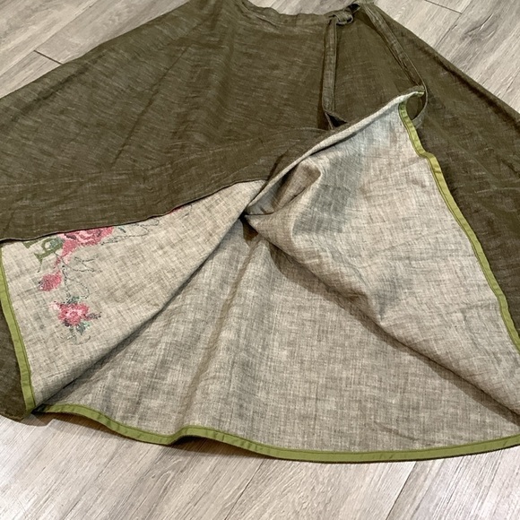 Pink House Japan Olive Wrap Floral Embroidered Maxi Skirt size L - Picture 11 of 15
